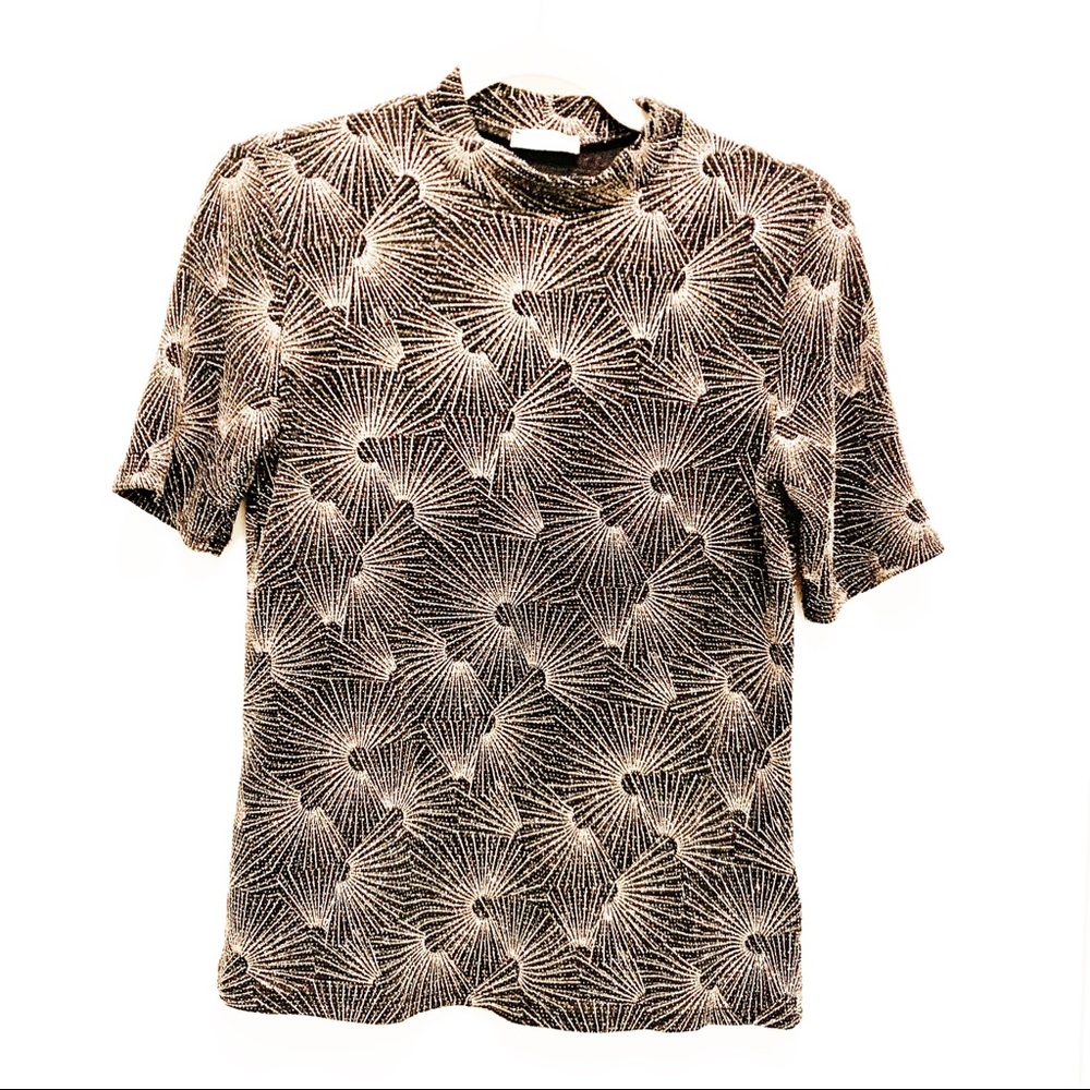 NWOT Black and Gold Sparkly Mock T Shirt